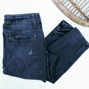 FREE PEOPLE | distressed black skinny jean | 27